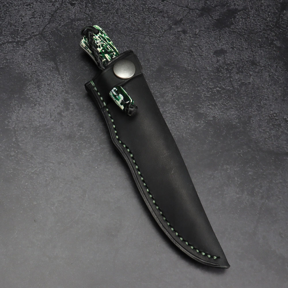 Marmoset Arno Bernard Knives narrow EDC knife made of N690 with green kudu bone handle