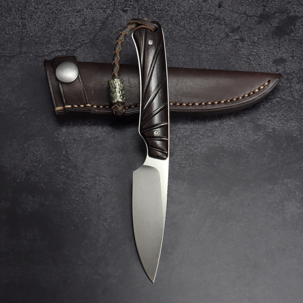 Marmoset - Arno Bernard Knives - EDC knife N690 stabilized grenadilla wood - African Blackwood