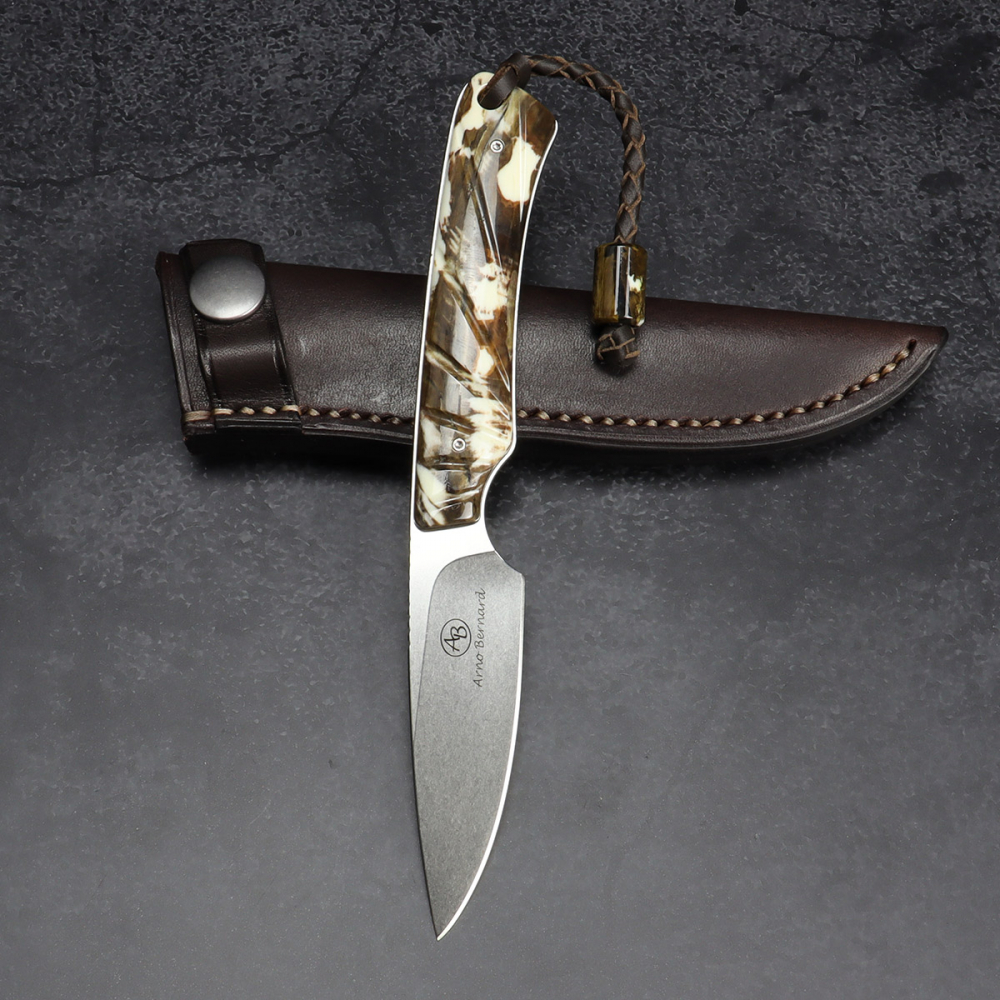 Marmoset - Arno Bernard Knives - EDC Knife N690 Warthog Tusk dyed **