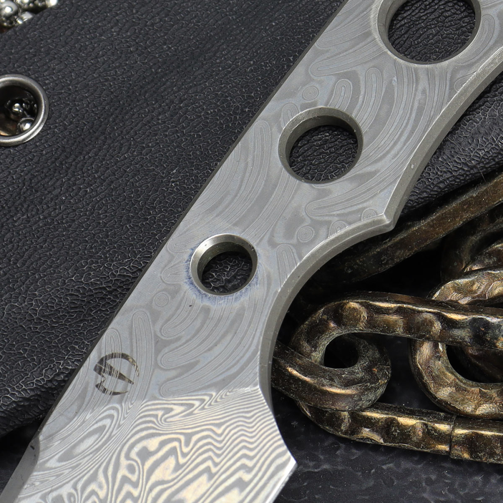 Prototyp - SK09 Naked - Damast Twisted Star mit Kydex - Ätzfehler