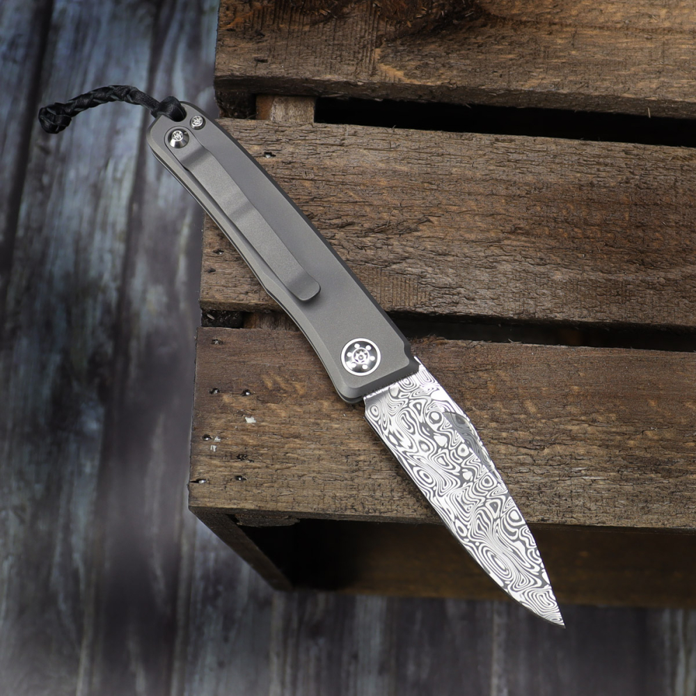 Rinkhals - Arno Bernard Knives - Damaststeel Full Titan Slipjoint Taschenmesser - Erstmalig! 23/036