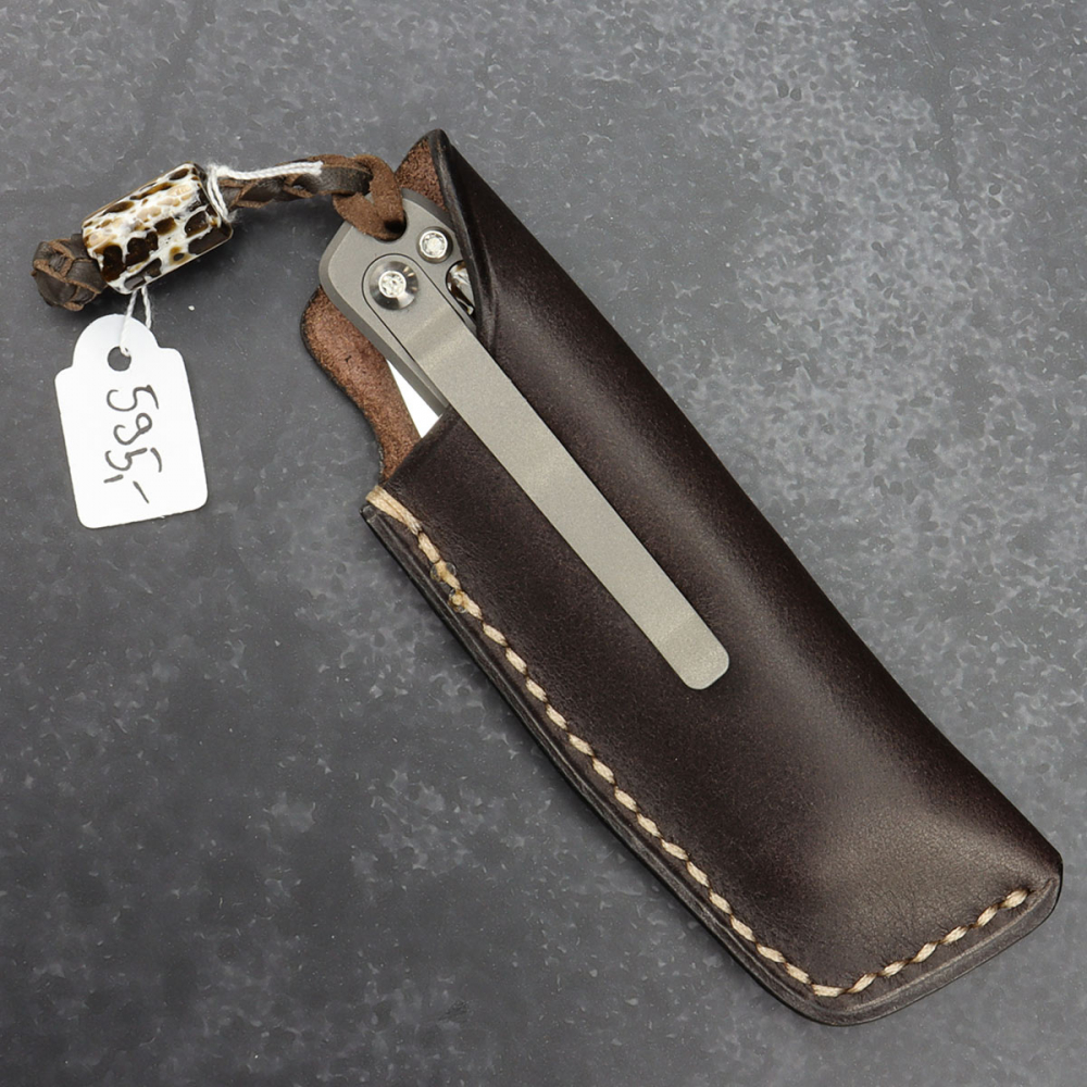 23-139 Exhibit Rinkhals - Arno Bernard Knives - Slipjoint Titanium Pocketknife RWL34 with scales Kudu bone orange/brown