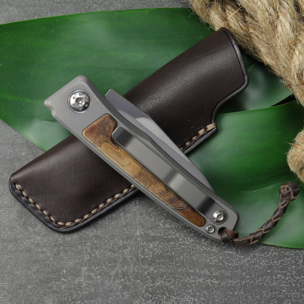 SPECIAL Rinkhals - Arno Bernard Knives - Titanium slipjoint pocket knife with RAG micarta made from an old bowling ball