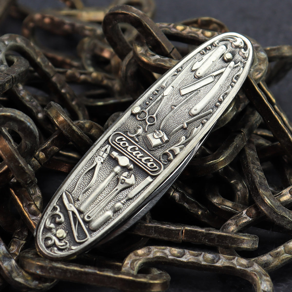 Besonderheit - Carl Schlieper altes Herrenmesser "Chuchillos/Werkzeug" Prägeschale E.Bruckmann - B.-Ware klinge tief