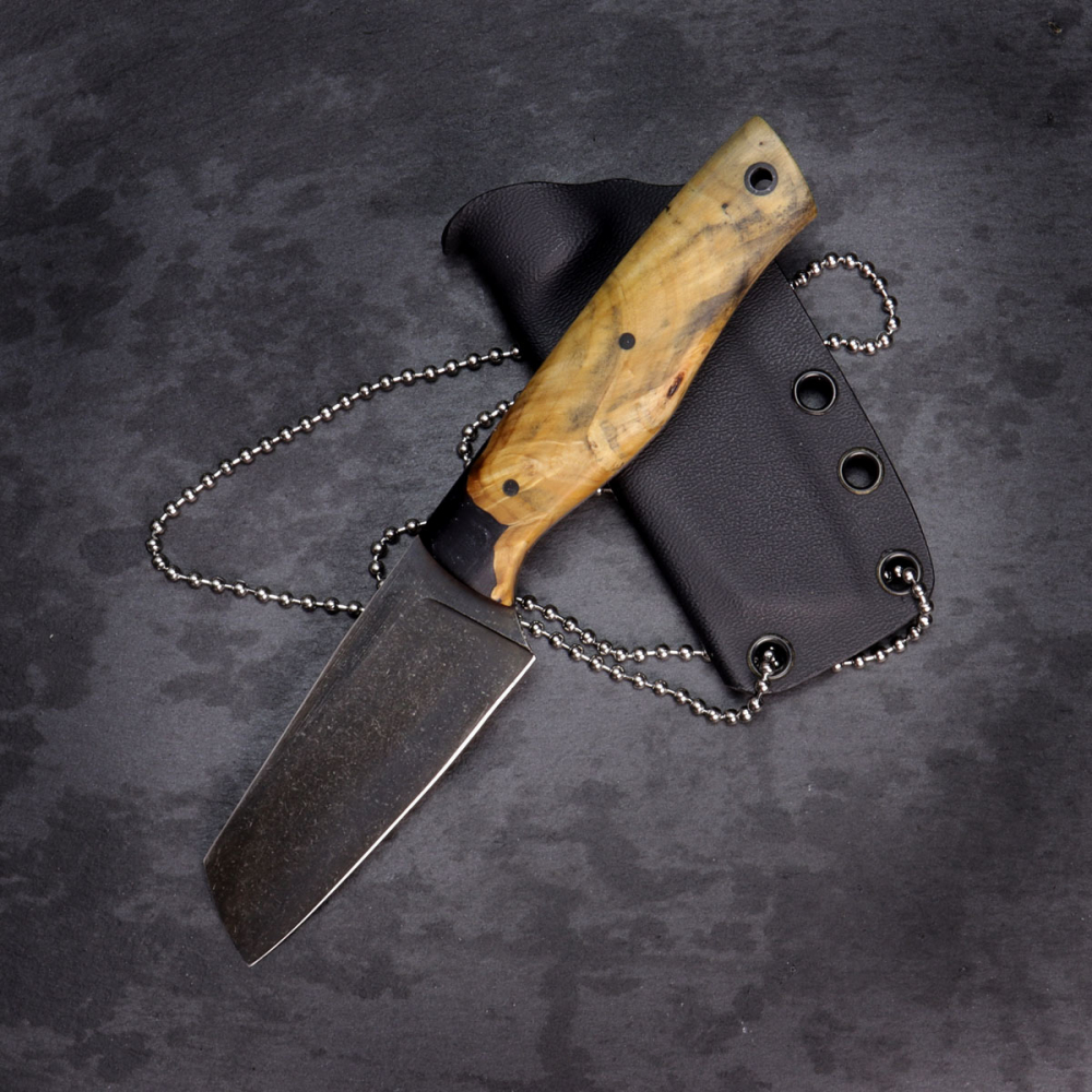 SK05 outdoor custom knife carbon steel 1.2419 stabilized poplar with MDK Kydex link chain
