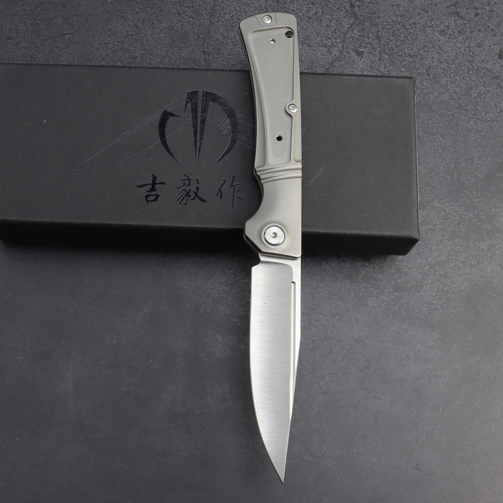 SK-X Slipjoint Taschenmesser - CPM20CV Stahl satin Handfinish full Titan - Inlay Version ohne Inlay - Hohlschliff