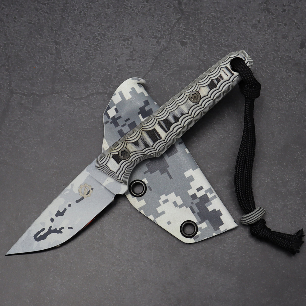 ABVERKAUF - SK07 EDC Camo beschichtet Micarta schwarz/weiß verschraubter Griff MDK Kydex