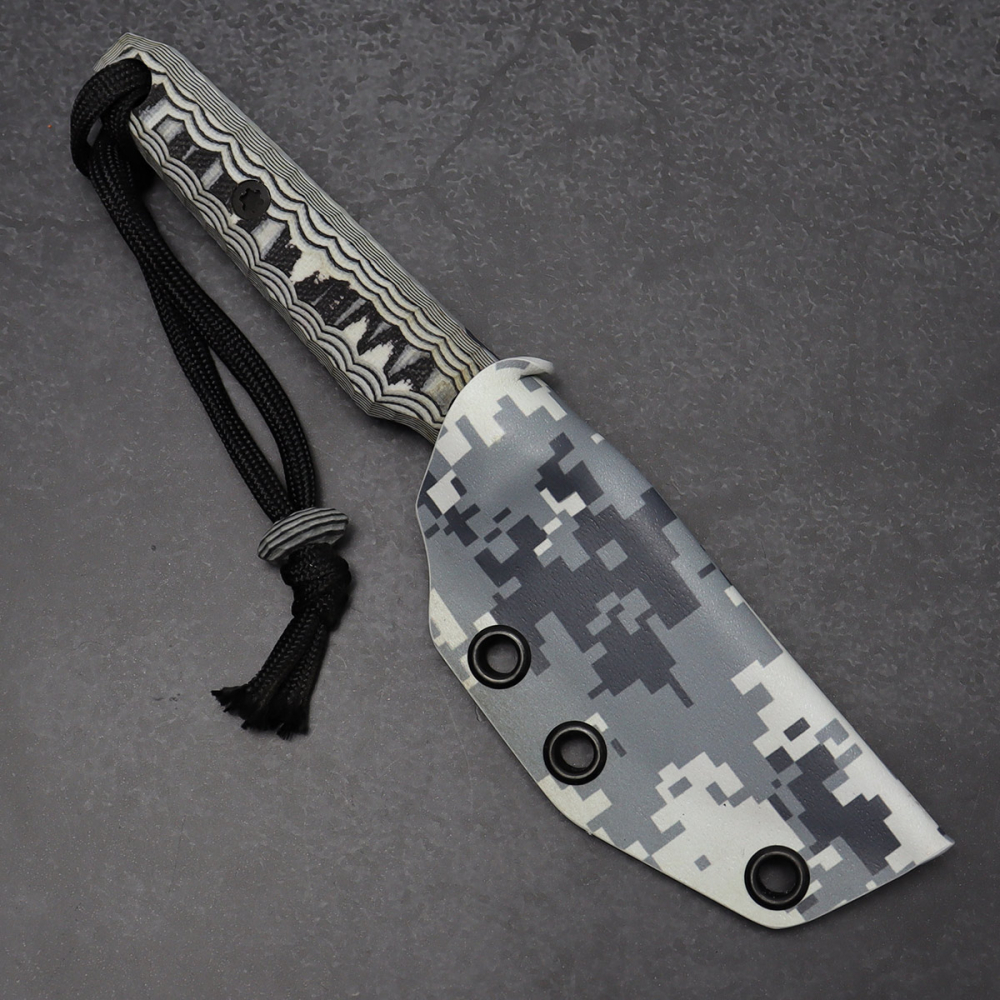 SALE - SK07 EDC Camo coated micarta black/white screwed handle MDK Kydex