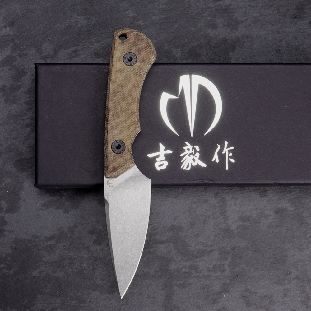 SK09 - Griff Version Micarta braun mit Kydex/Leder Stahl Sandvik-14C28 EDC Messer 2. Run