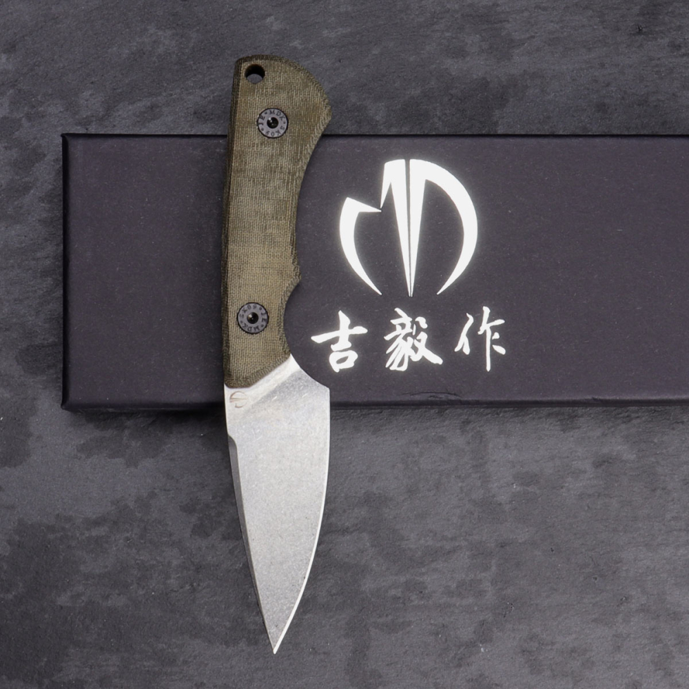 SK09 - Griff Version Micarta olive mit Kydex/Leder Stahl Sandvik-14C28 EDC Messer 2. Run