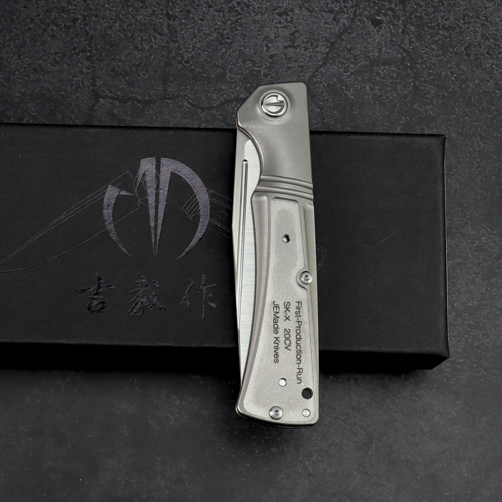 SK-X Slipjoint pocket knife - CPM20CV steel satin Handfinish full titanium - Inlay Version without Inlay - Kopie