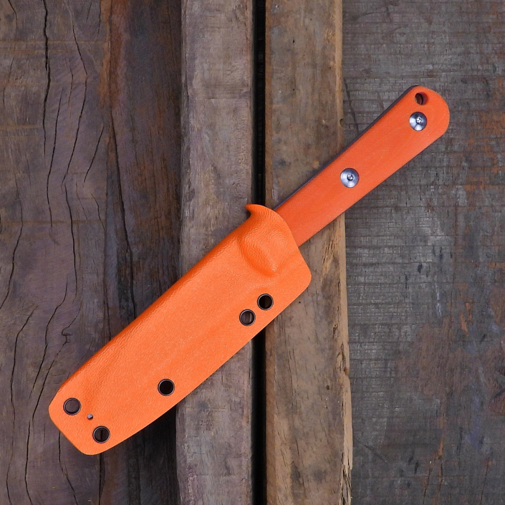 Swayback Fixed - JE. Made Knives G10 orange 12C27 steel stonewashed EDC knife