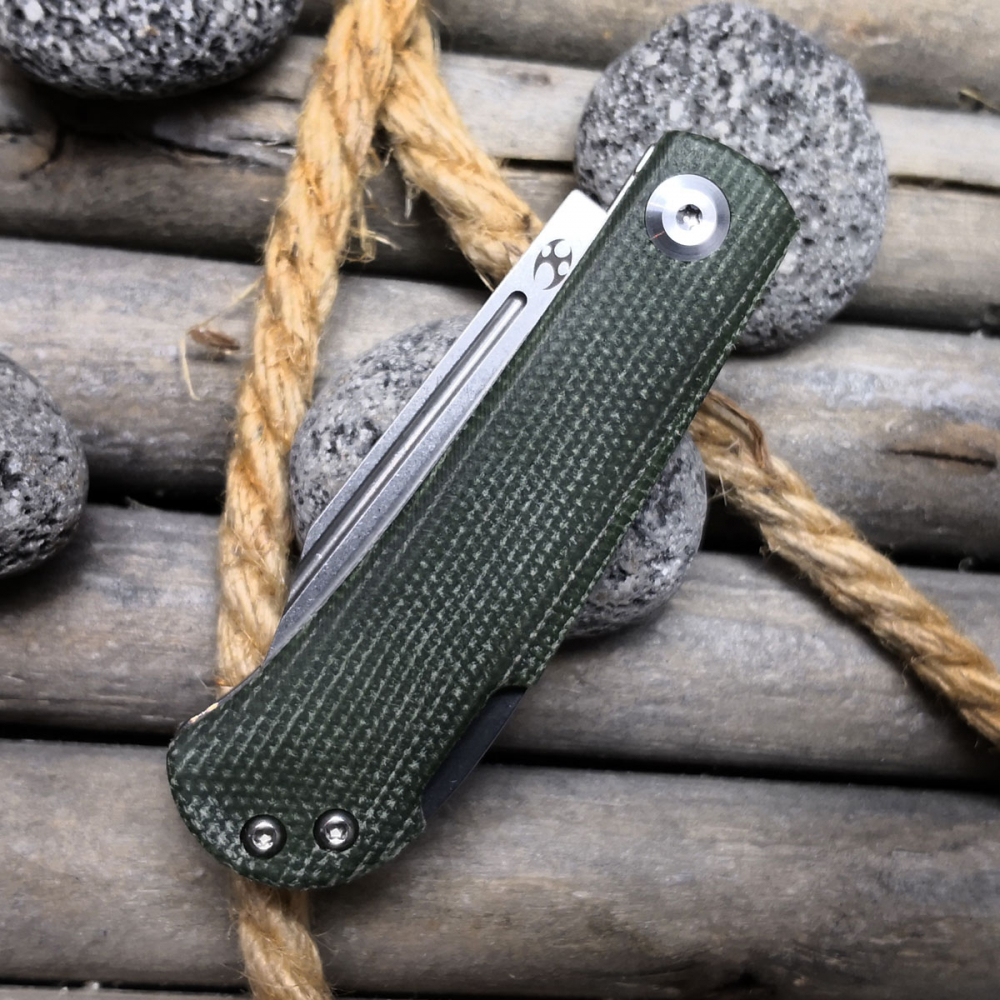 Taschenmesser Backlock - WEDGE - von Kansept Knives EDC Messer Stahl 154CM + grünes Micarta 