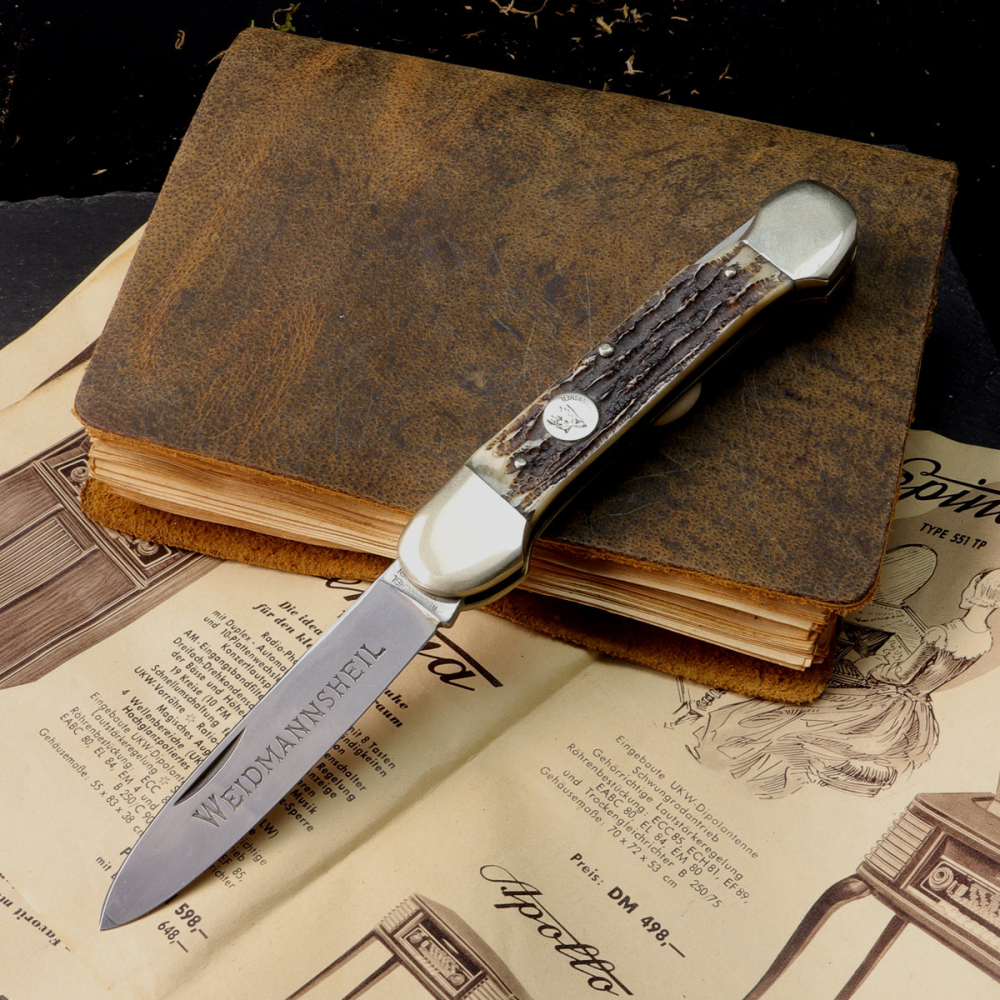 WEIDMANNSHEIL - Altes klassisches Taschenmesser mit Backlock und Knochenbeschalung