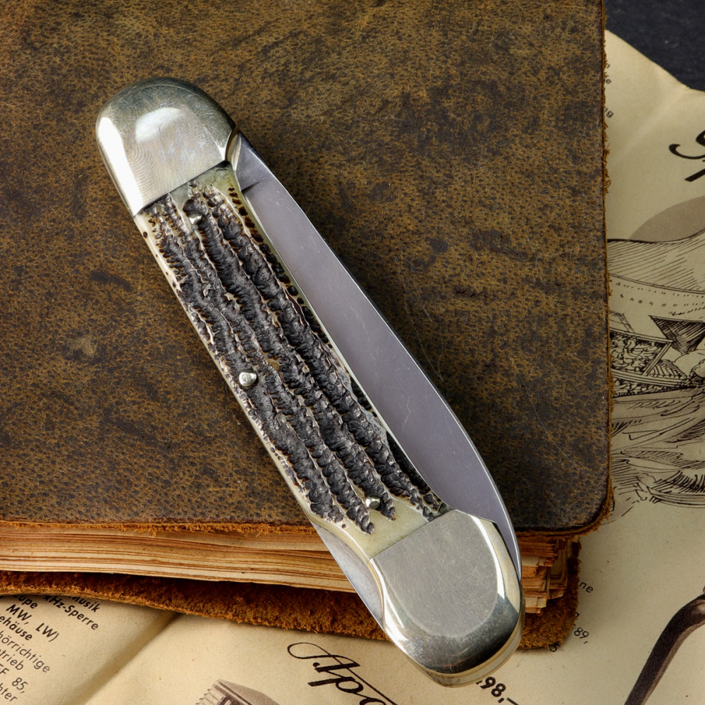 WEIDMANNSHEIL - Altes klassisches Taschenmesser mit Backlock und Knochenbeschalung