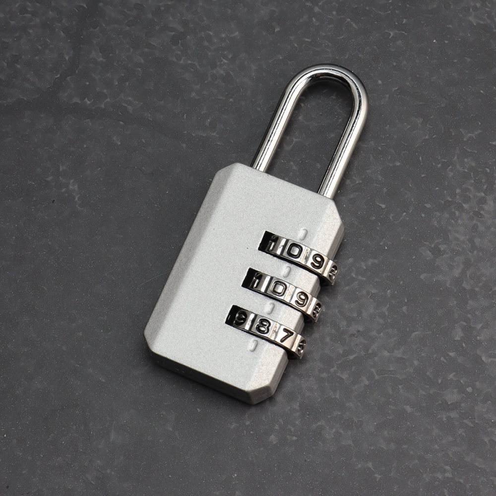 Combination lock - padlock with 3-digit number code zinc silver