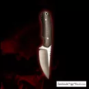 Steffen Bender Custom Neck Knife aus SB1 Stahl mit Lightning Strike Carbon und rotem Liner incl. Kydex