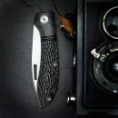 J.E. Made Knives | Phoenix Hand Engraved | S35VN steel | Titanium handle | Slipjoint knife + leather pouch