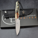 Bongo Arno Bernard Knives EDC Messer mit orange/schwarz gefärbten Kuduknochen