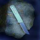 Foosa Slipjoint pocket knife with flipper from Kansept Knives with G10 Jade Detendball locking