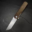Foosa linerlock knife by Kansept 154CM steel with jutemicarta brown design Rolf Helbig