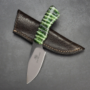 Gecko Arno Bernard Knives Mammutbackenzahn grün EDC Messer N690 Stahl mit Lederscheide