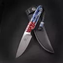 Sale - Bongo Arno Bernard Knives EDC knife with double colored kudu bones blue / red