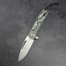 23-555 Folder skeletonized - Arno Bernard Knives - iMamba titanium knife with abalone blade made of RWL-34 steel
