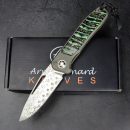 German Edition skeltonized - Arno Bernard Knives iMamba Damascus steel mammoth molar titanium 24/221