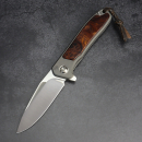 24-082 Folder - iMamba Arno Bernard Knives Ironwood + titanium handle RWL-34 - Framelock knife