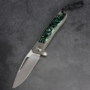 Folder Arno Bernard Knives iMamba Kudu bone green + titanium handle RWL-34 - framelock skeletonized