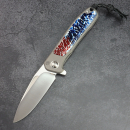 24-210 Folder Fuller iMamba blue / red Arno Bernard Knives Kudu bone + titanium RWL-34 - framelock