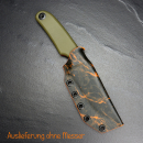 Custom Kydex sheath for the Oberland Arms Imwoid Sepp in aqua orange