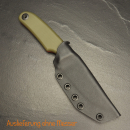 Custom Kydex sheath for the Oberland Arms Imwoid Sepp in black with a small flaw