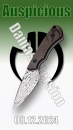 SK09 Damast Auspicious mit dark Messing Scales und MDK Logo und Lederscheide mit Logo braun