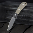 JE made Knives Fixed Lanny Stahl Sandvik 12C27 Griff G10 beige / Carbon EDC Messer