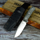 QSP bushcraft knife incl. Kydex + belt system + belt adapter linen micara gray D2 steel