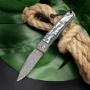 Rinkhals - Arno Bernard Knives - Damascus steel titanium slipjoint pocket knife with abalone - First time!