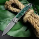Rinkhals - Arno Bernard Knives - Slipjoint Titan Taschenmesser RWL34 mit Beschalung Kudu Knochen grün