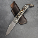 24-068 Rinkhals - Arno Bernard Knives - Slipjoint Titan Taschenmesser RWL34 mit Kudu Knochen braun