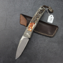 23-139 Exhibit Rinkhals - Arno Bernard Knives - Slipjoint Titanium Pocketknife RWL34 with scales Kudu bone orange/brown