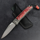 24-072 Rinkhals - Arno Bernard Knives - Titan Taschenmesser RWL34 mit Beschalung Kudu Knochen rot