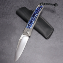 Rinkhals - Arno Bernard Knives - Slipjoint Titanium Pocketknife RWL34 with scales Kudu bone blue