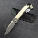 24-058 Rinkhals - Arno Bernard Knives - Slipjoint titanium pocket knife RWL34 with warthog tusk nature