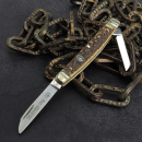 Altes Carl Schlieper "Eye Brand" 2tlg Congress Taschenmesser mit Hirschhorn