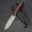 SK-02 Sammlermesser Schneiderdamast 160 Lagen (rostfrei) - Ironwood Mosaikpins Straußenleder