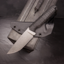 SK07-TAC: Outdoor knife handmade in SB1 steel and handle in micarta dirty incl. Kydex