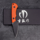 SK09 Black Edition - Griff G10 orange mit Kydex/Leder Stahl Sandvik 14C28 EDC Messer 2. Run