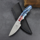 Squirrel - Arno Bernard Knives EDC knife with 2 colored Kudu bone handle red/blue