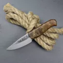 Voss Knives - Custom knife EDC - walnut with mosaic pins - 80CrV2 steel - leather sheath